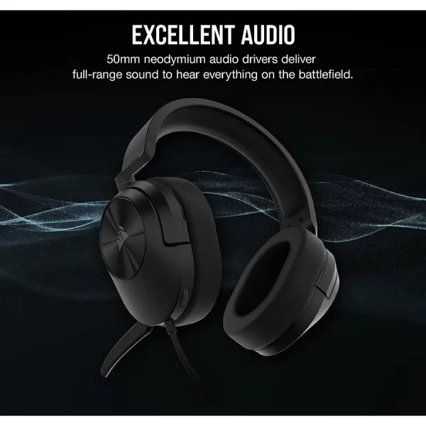 Corsair HS55 STEREO Wired Gaming Headset — Carbon - Image 3