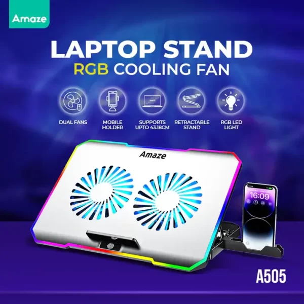Amaze A505 Laptop Dual fans RGB Cooling Stand