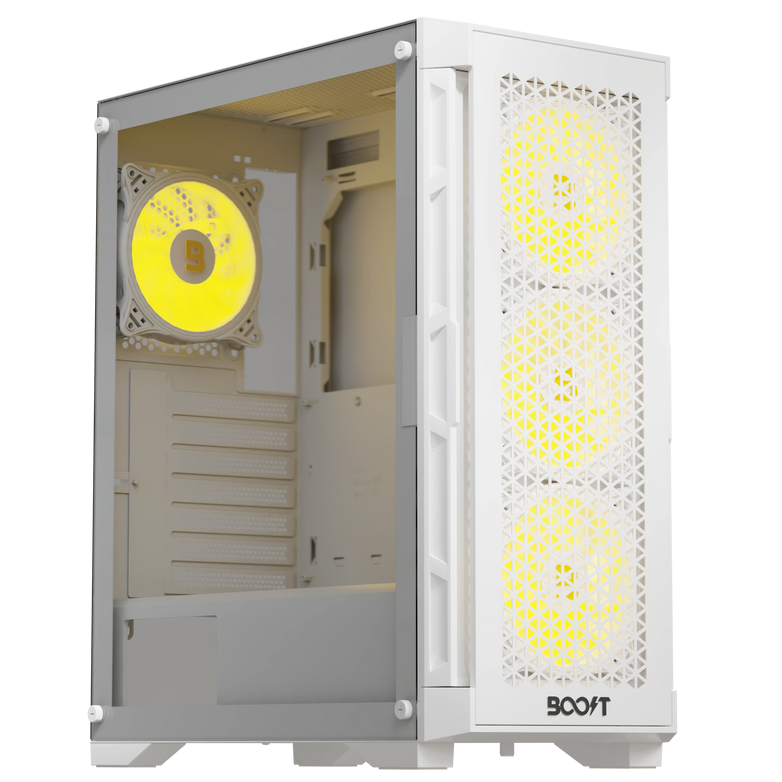 Boost Enclosure Pro Series P300 White Mid-Tower ATX Gaming Case with 4 ARGB Fans - Image 3