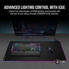 Corsair MM700 RGB Extended Cloth Gaming Mouse Pad: 36.6" x 15.8", 360° RGB Lighting, Two USB Port Hub, Thick Rubber - Black - Image 8