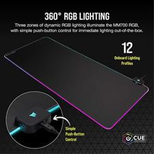 Corsair MM700 RGB Extended Cloth Gaming Mouse Pad: 36.6" x 15.8", 360° RGB Lighting, Two USB Port Hub, Thick Rubber - Black - Image 4