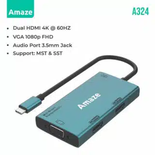 AMAZE TYPE C TO DUAL HDMI + VGA + AUDIO HUB | A324 whilegeek