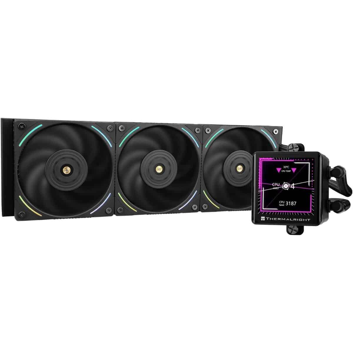 Thermalright Frozen Vision 360 ARGB 360mm AIO Liquid CPU Cooler, IPS LCD Screen – Black WHILEGEEK