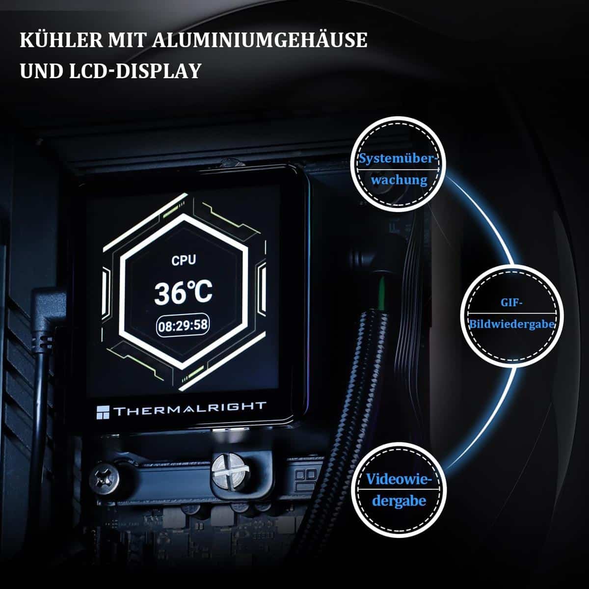 Thermalright Frozen Vision 360 ARGB 360mm AIO Liquid CPU Cooler, IPS LCD Screen – Black WHILEGEEK