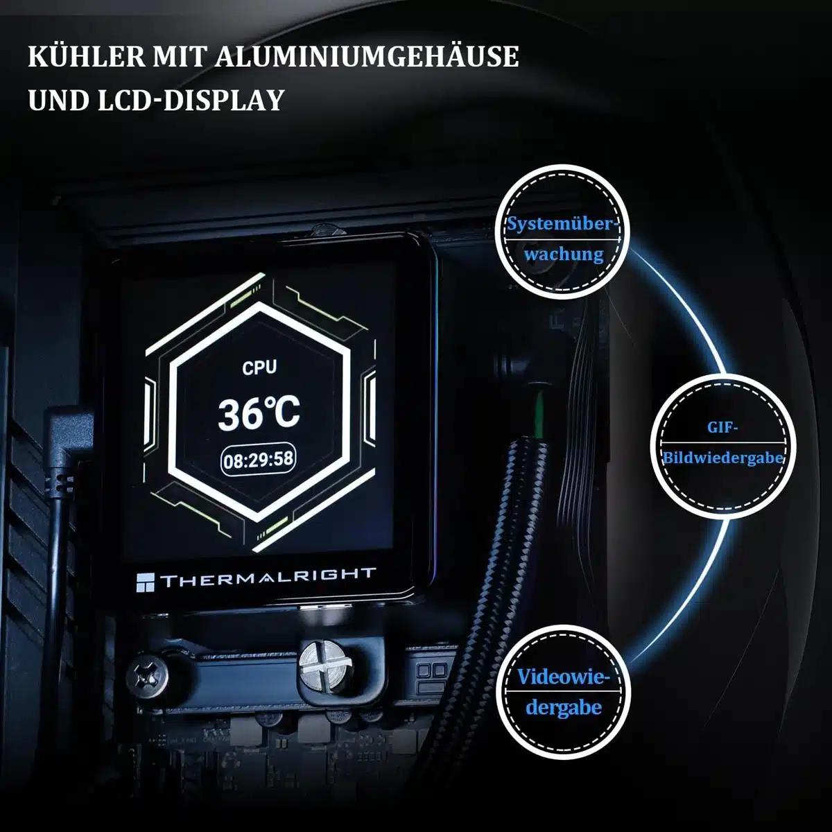 Thermalright Frozen Vision 360 ARGB 360mm AIO Liquid CPU Cooler, IPS LCD Screen – Black WHILEGEEK