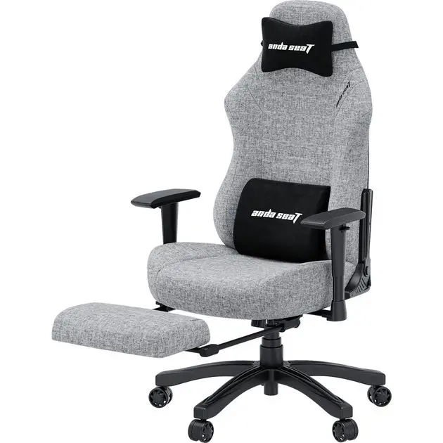 AndaSeat Luna Pro Ergonomic Gaming Chair with Footrest – Grey Fabric whilegeek