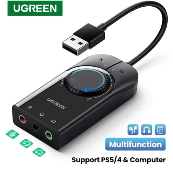 UGREEN USB-A External Stereo Sound Adapter 40964 | USB to 3.5mm Audio & Microphone Adapter