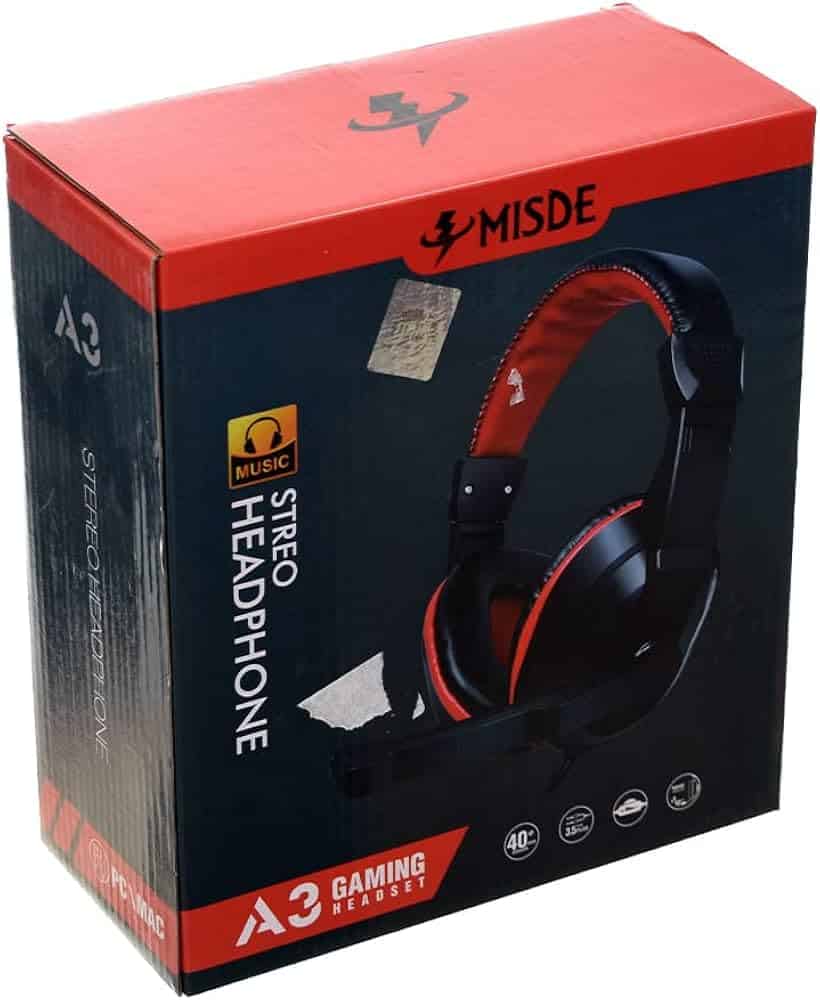 MISDE A3 RGB Wired Gaming Headset | Stereo Gaming Headphones with Noise-Reducing Microphone