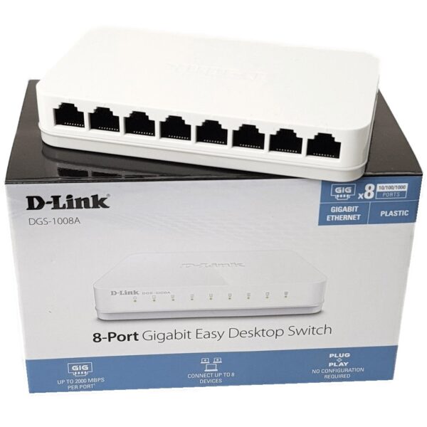 D-Link 8-Port Gigabit Ethernet Switch | High-Speed Network Switch