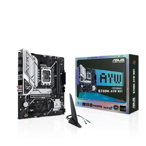 ASUS B760M-AYW WiFi DDR5 Intel B760 LGA1700 Micro-ATX Motherboard | WiFi 6, PCIe 4.0