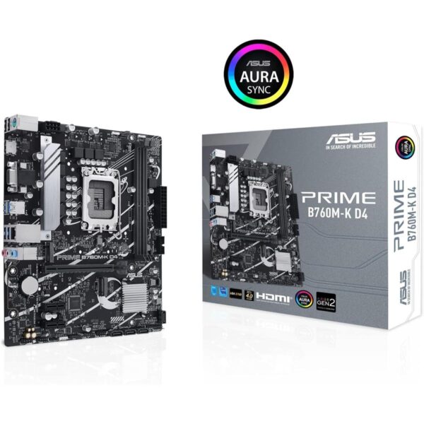 ASUS PRIME B760M-K D4 Intel B760 LGA1700 DDR4 Micro-ATX Motherboard | PCIe 4.0, Dual M.2