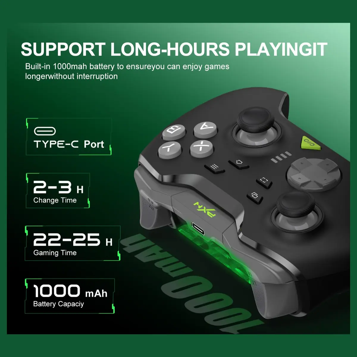 PXN P5 Wireless Gaming Controller | Hall Effect Joysticks & Triggers, Bluetooth Gamepad