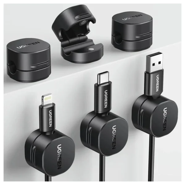 UGREEN 45797 Magnetic Cable Organizer 3-Pack | Desktop Cable Holder