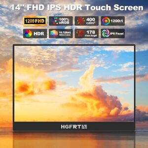 HGFRTEE 14-Inch Portable Touch Monitor 1080P FHD IPS Display | USB-C Touchscreen Travel Monitor