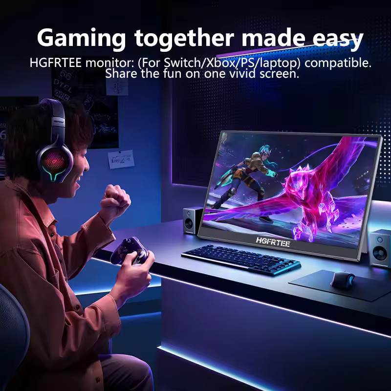 HGFRTEE 16-Inch Portable Gaming Monitor 144Hz 2.5K QHD IPS Display | USB-C Portable Monitor
