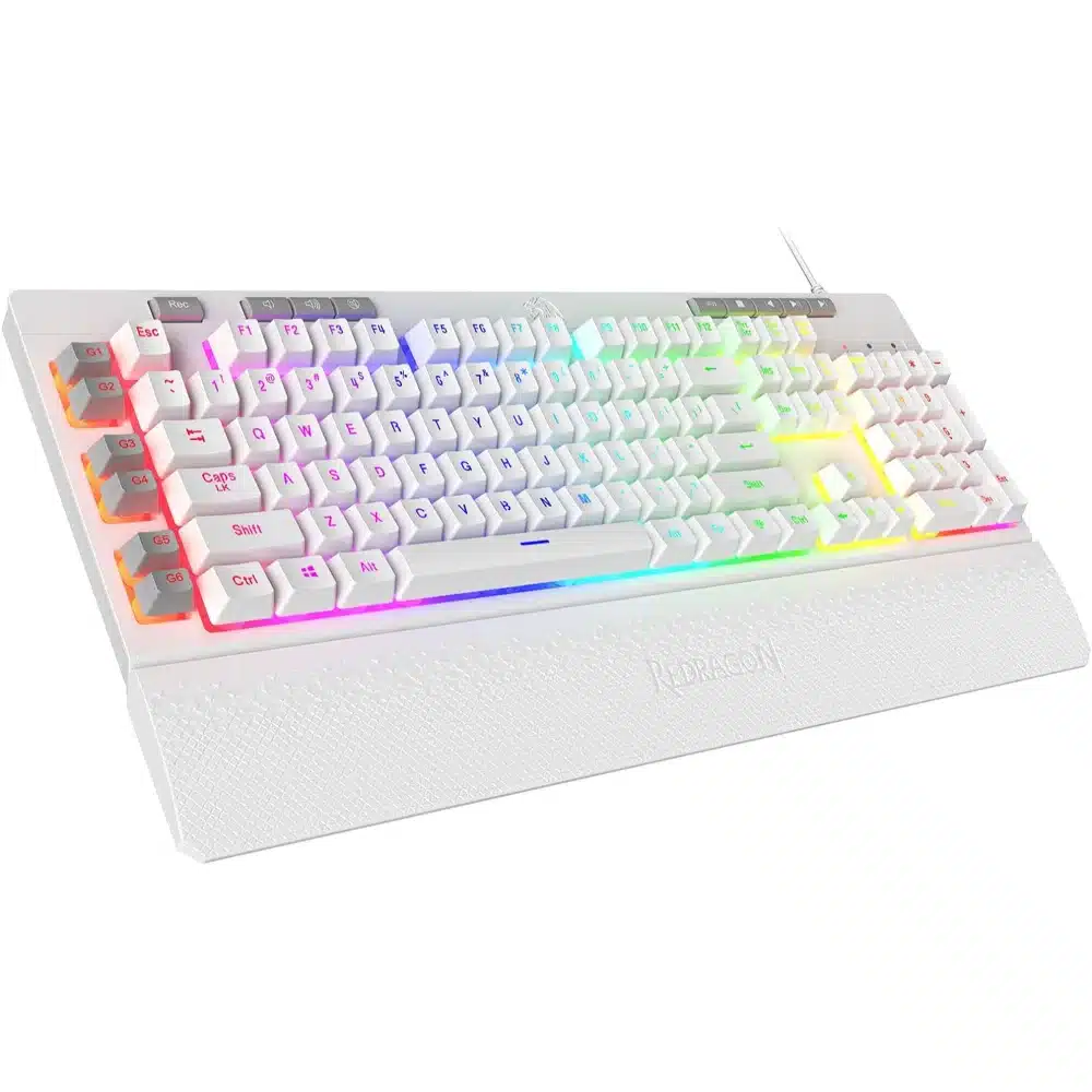 Redragon Shiva K512 RGB Gaming Keyboard White | Membrane Gaming Keyboard with Multimedia Keys